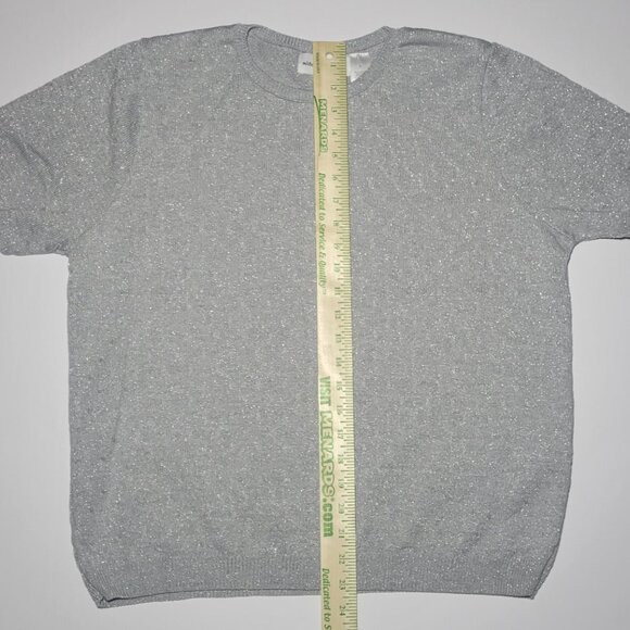 Alfred Dunner Womens Silver Sparkle Short Sleeve Sweater Blouse Size Large - Picture 12 of 12